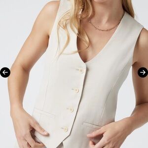 NWT Vuori Coastline Cream Button-Front Tailored Vest